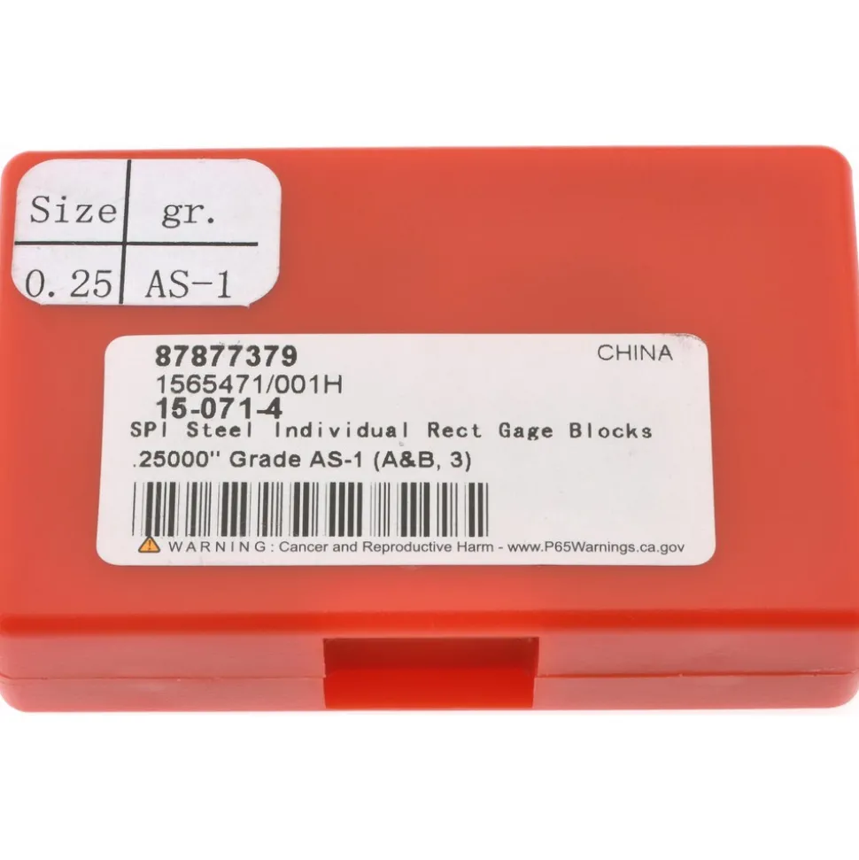 Rectangle Steel Gage Block: 0.25", Grade AS-1