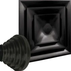 Registers & Diffusers: Type: Ceiling Diffuser; Style: Step Down; Material: Plastic