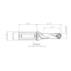 Replaceable-Tip Drill: 0.591 to 0.626" Dia, 1.77" Max Depth, 3/4" Weldon Flat Shank