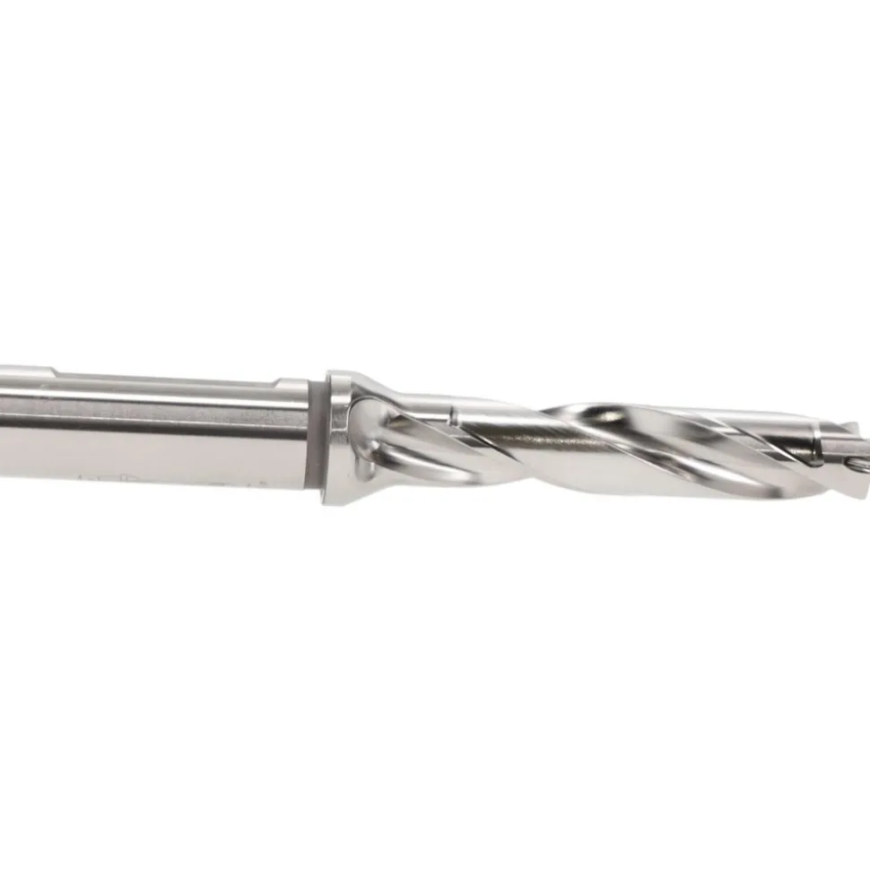 Replaceable-Tip Drill: 0.531 to 0.547" Dia, 2-3/4" Max Depth, 5/8" Flatted Shank