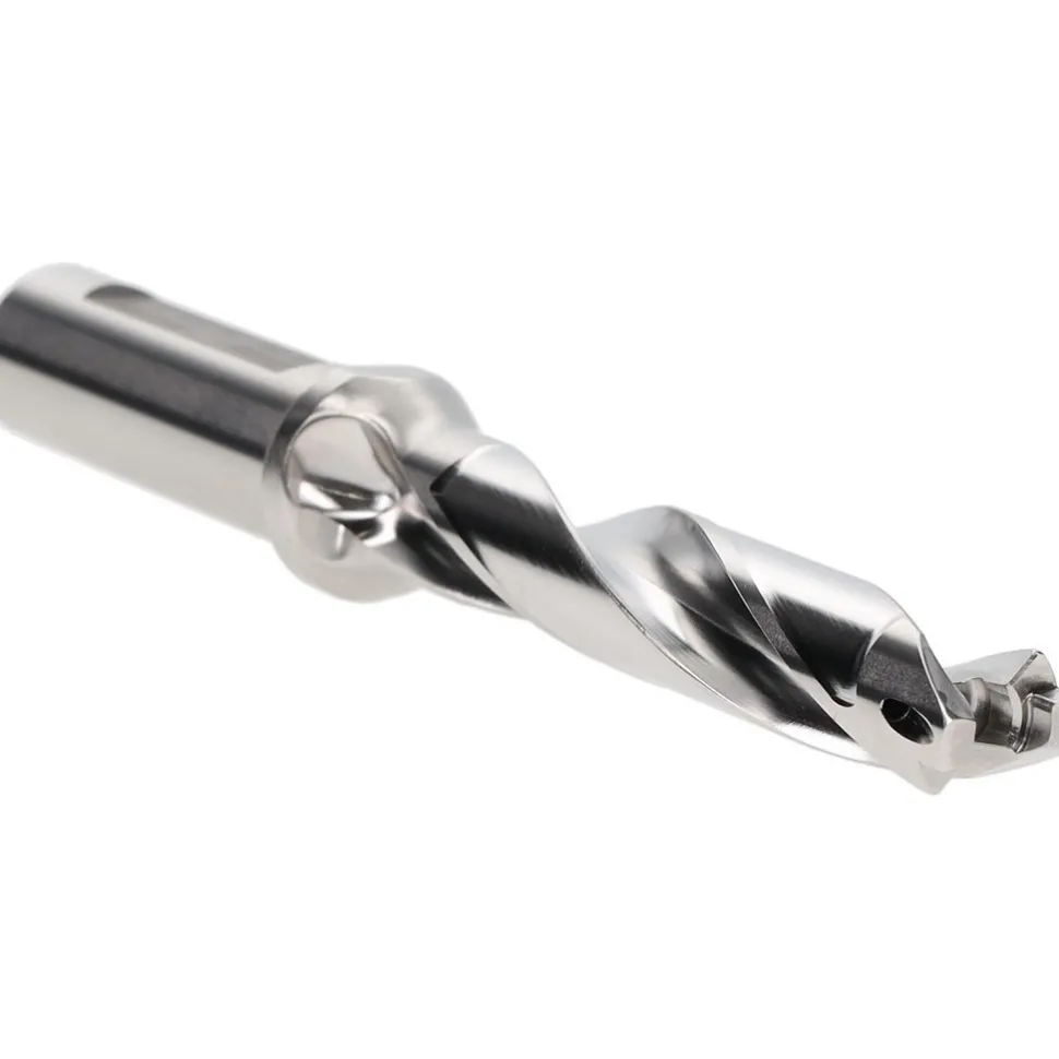 Replaceable-Tip Drill: 0.531 to 0.547" Dia, 2-3/4" Max Depth, 5/8" Flatted Shank