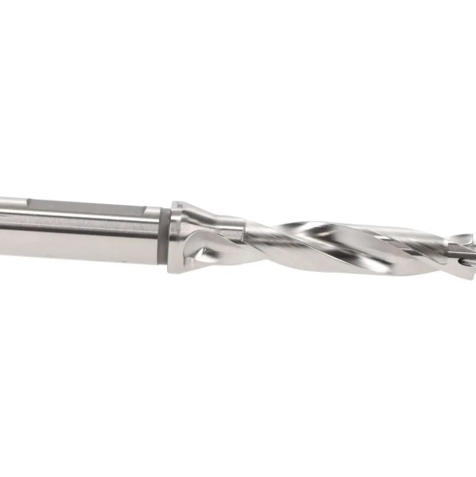 Replaceable-Tip Drill: 0.551 to 0.567" Dia, 2.85" Max Depth, 5/8" Flatted Shank