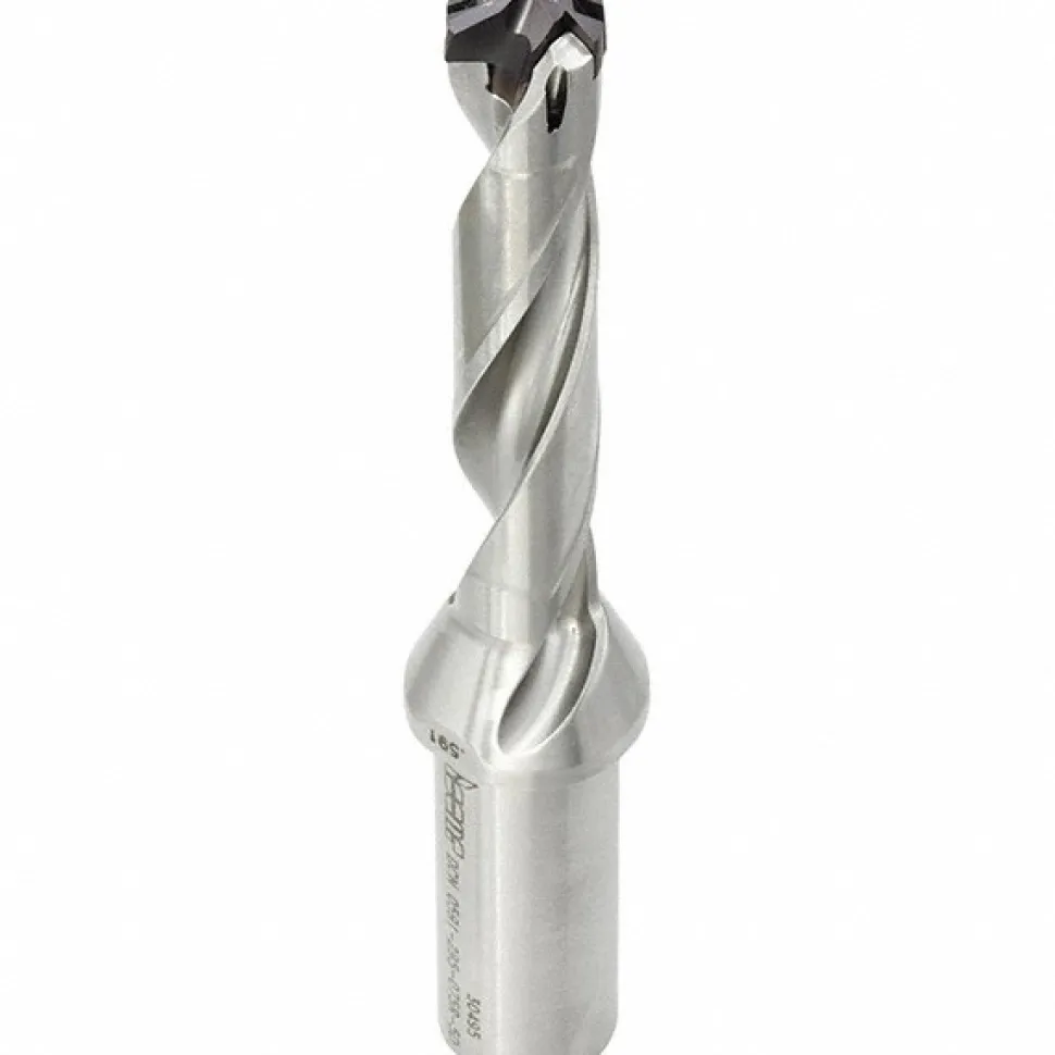 Replaceable-Tip Drill: 0.551 to 0.567" Dia, 1-3/4" Max Depth, 5/8" Flatted Shank
