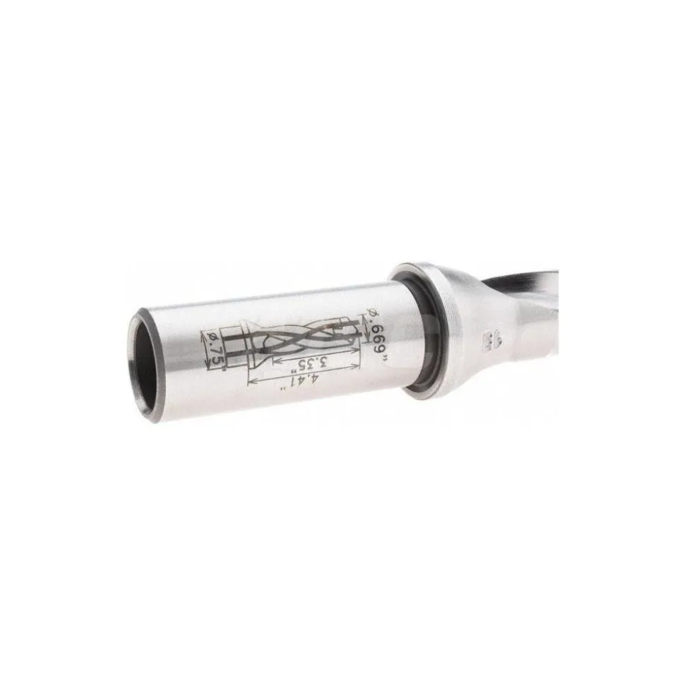 Replaceable-Tip Drill: 0.669 to 0.705" Dia, 3.35" Max Depth, 3/4" Weldon Flat Shank