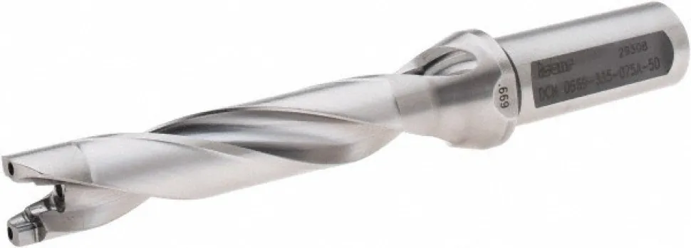 Replaceable-Tip Drill: 0.669 to 0.705" Dia, 3.35" Max Depth, 3/4" Weldon Flat Shank