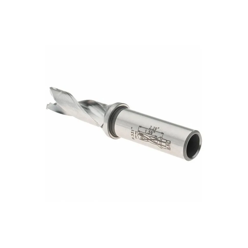 Replaceable-Tip Drill: 0.531 to 0.547" Dia, 1.69" Max Depth, 5/8" Flatted Shank