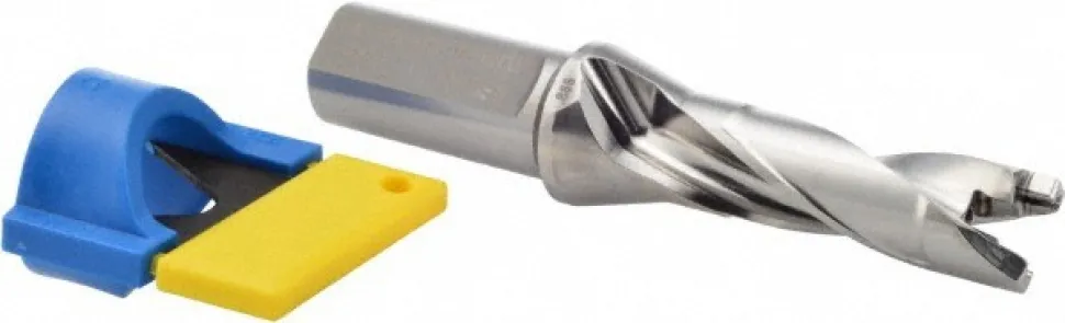 Replaceable-Tip Drill: 0.866 to 0.902" Dia, 2.6" Max Depth, 1" Weldon Flat Shank