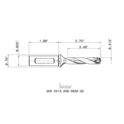 Replaceable-Tip Drill: 0.413 to 0.429" Dia, 2.14" Max Depth, 5/8" Flatted Shank