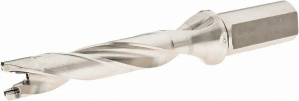 Replaceable-Tip Drill: 0.787 to 0.823" Dia, 3.94" Max Depth, 1" Weldon Flat Shank