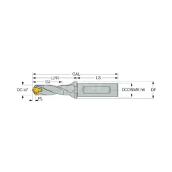 Replaceable-Tip Drill: 0.571 to 0.587" Dia, 1.71" Max Depth, 5/8" Weldon Flat Shank