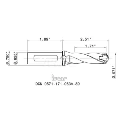 Replaceable-Tip Drill: 0.571 to 0.587" Dia, 1.71" Max Depth, 5/8" Weldon Flat Shank
