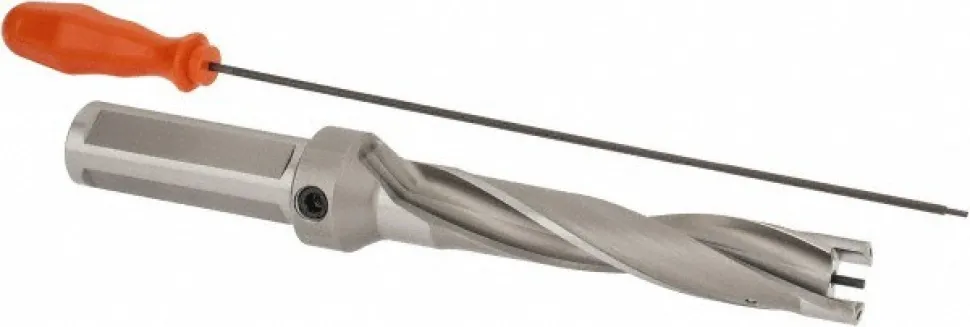 Replaceable-Tip Drill: 23.81 to 24 mm Dia, 120 mm Max Depth, 25.4 mm Weldon Flat Shank