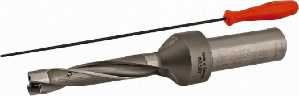 Replaceable-Tip Drill: 12.7 to 13.2 mm Dia, 63.5 mm Max Depth, 19.05 mm Weldon Flat Shank