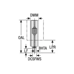 Replaceable Tip Milling Shank: Series Minimaster, 44 mm Projection, 1" 90 ° Shank
