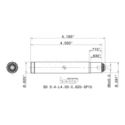 Replaceable Tip Milling Shank: Series T-Slot, 0.72" Projection, 5/8" Stepped Shank