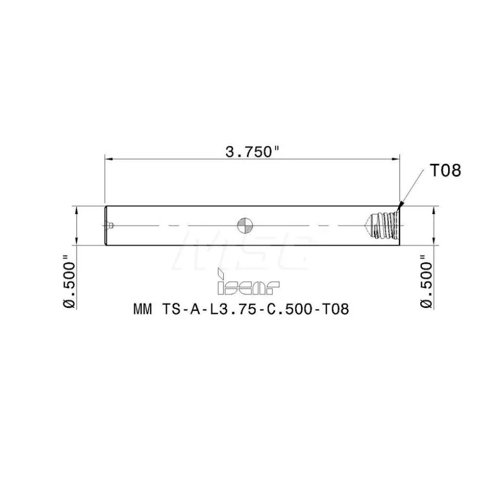 Replaceable Tip Milling Shank: Series Multimaster, 1/2" 90 ° Shank
