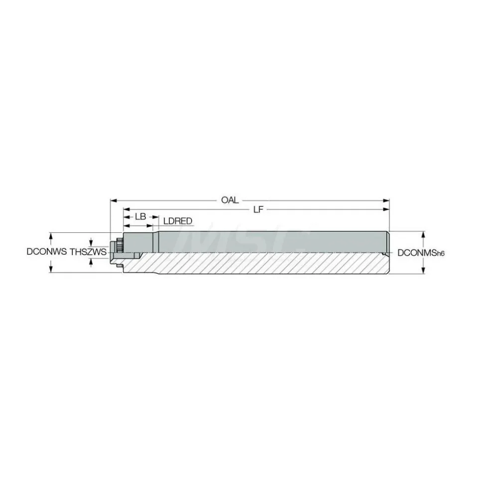 Replaceable Tip Milling Shank: Series T-Slot, 0.91" Projection, 3/4" Stepped Shank