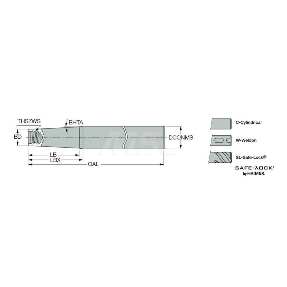 Replaceable Tip Milling Shank: Series Multimaster, 0.87" Projection, 5/8" 85 ° Shank