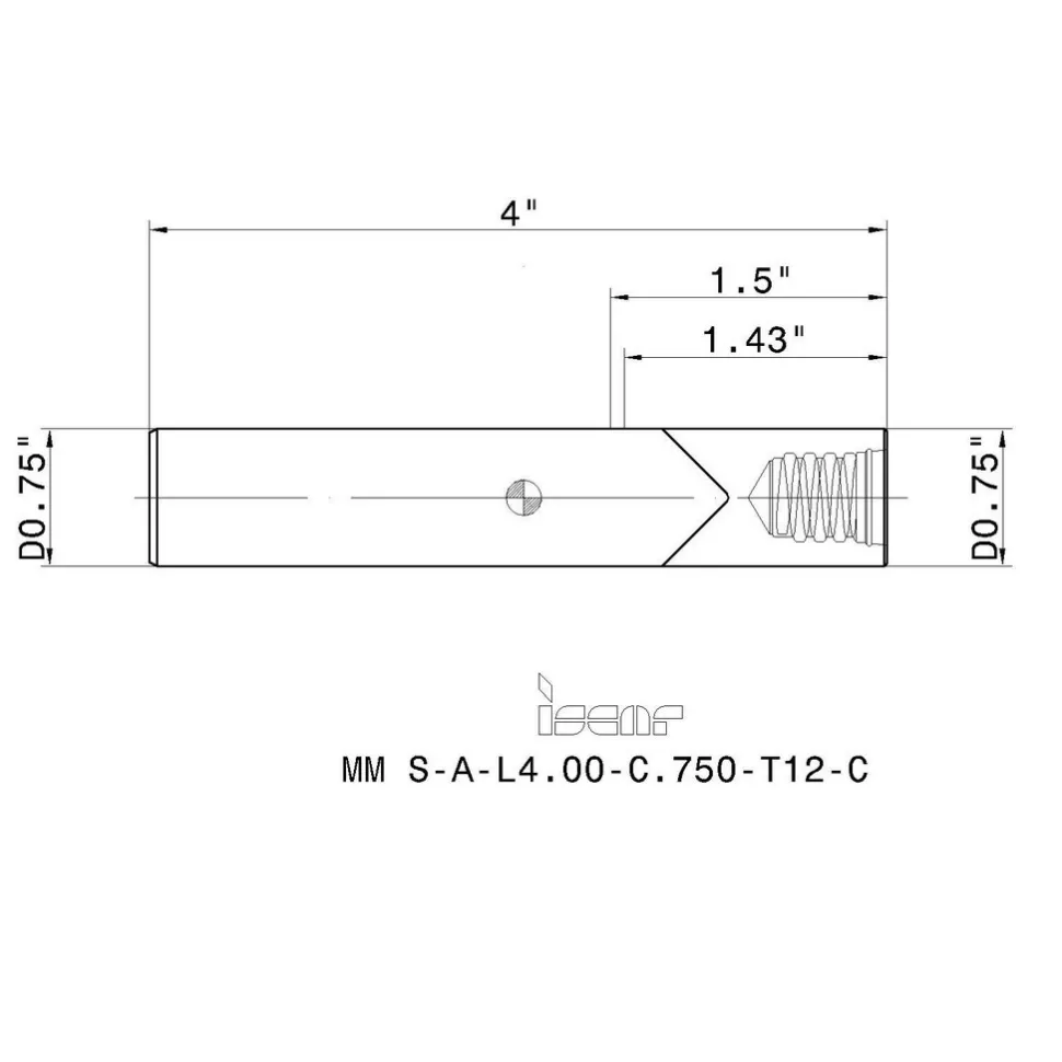 Replaceable Tip Milling Shank: Series Multimaster, 1-1/2" Projection, 3/4" 90 ° Stepped Shank