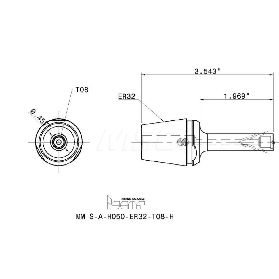 Replaceable Tip Milling Shank: Series Multimaster, 50 mm Projection