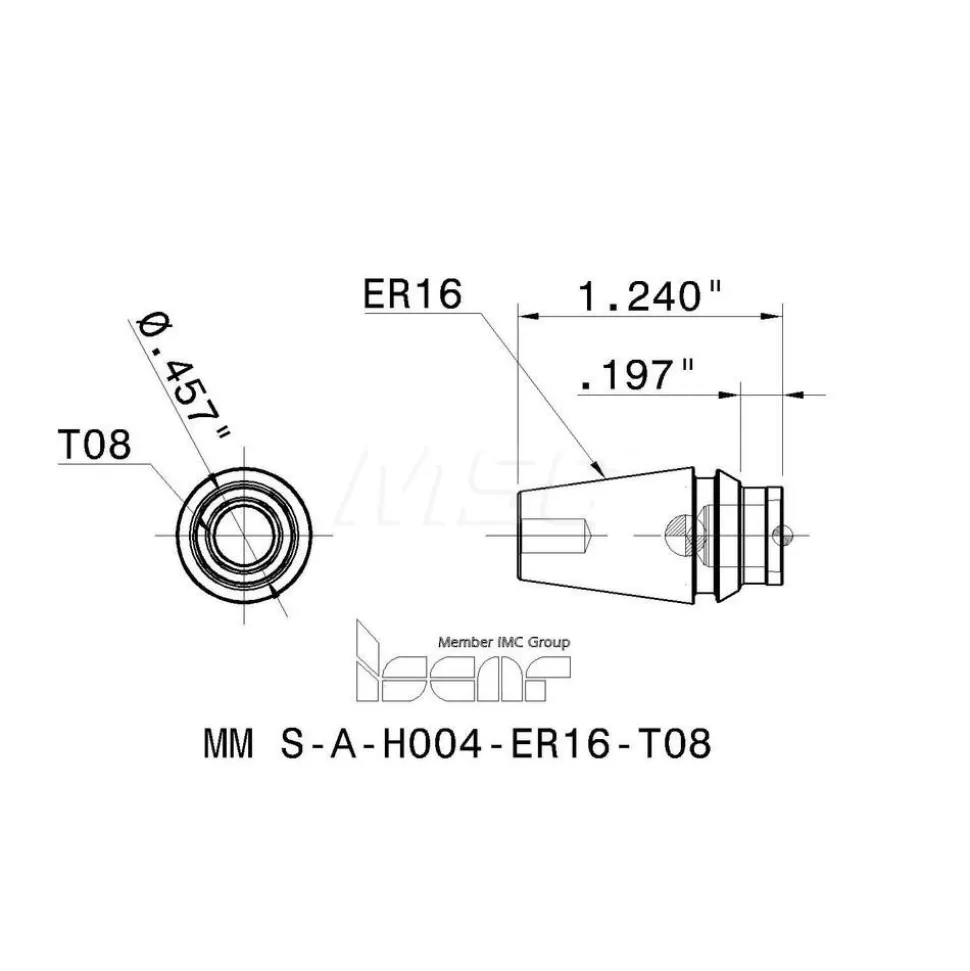 Replaceable Tip Milling Shank: Series Multimaster, 4 mm Projection