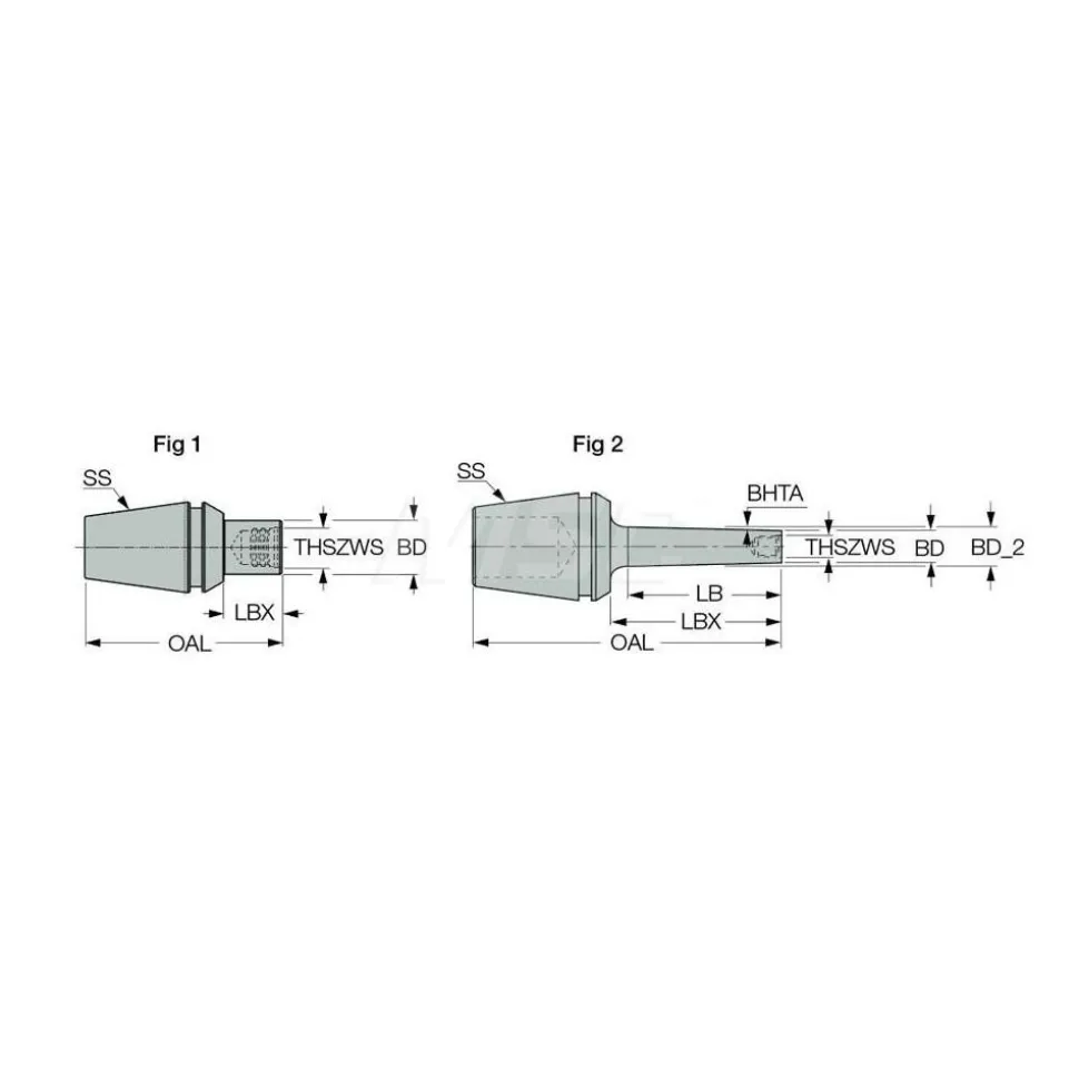 Replaceable Tip Milling Shank: Series Multimaster, 4 mm Projection