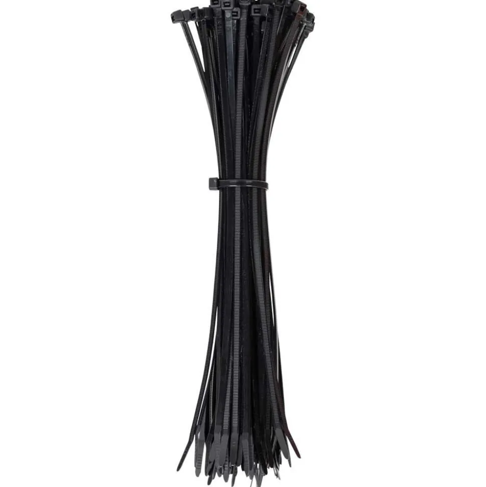 Reusable Cable Tie: Self-Lock, 11-1/2" Long, Black, Nylon