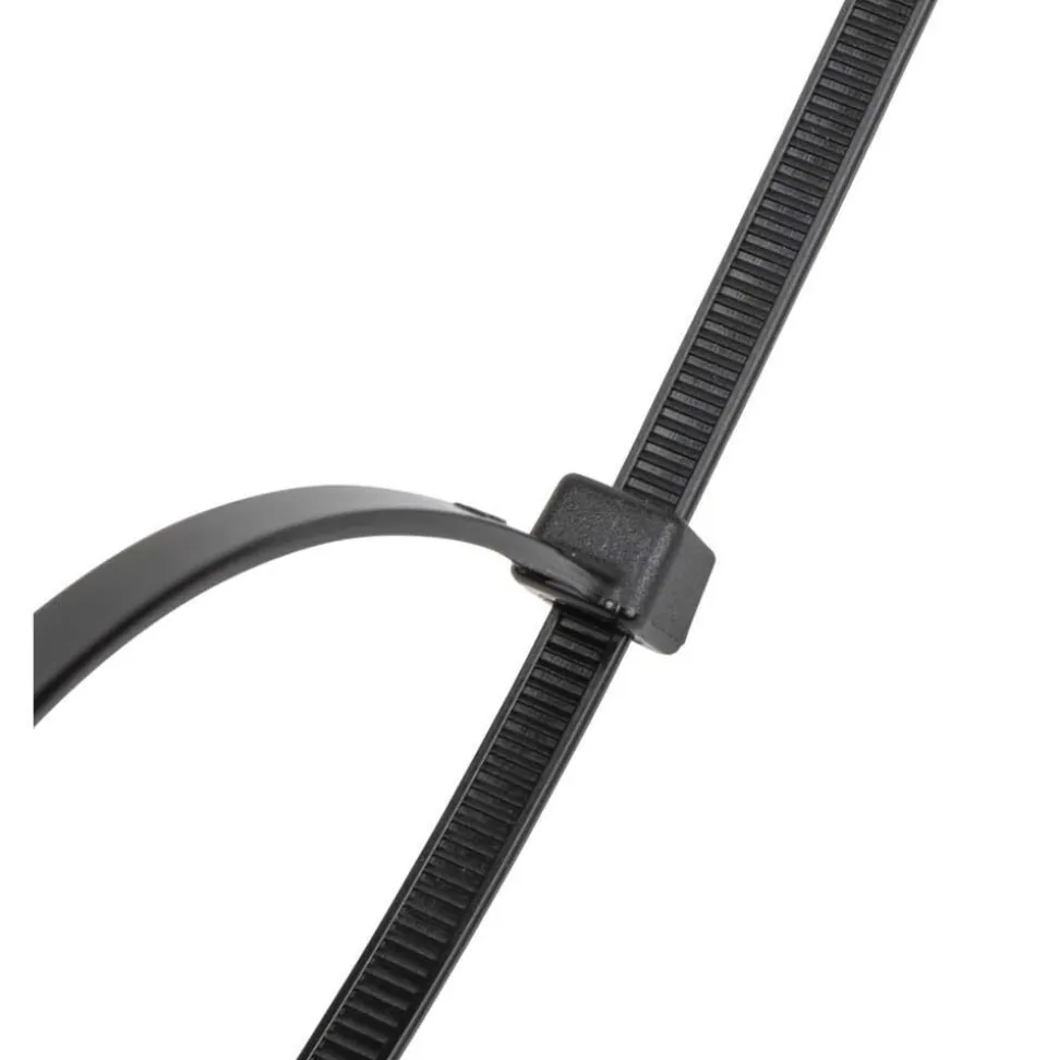Reusable Cable Tie: Self-Lock, 11-1/2" Long, Black, Nylon