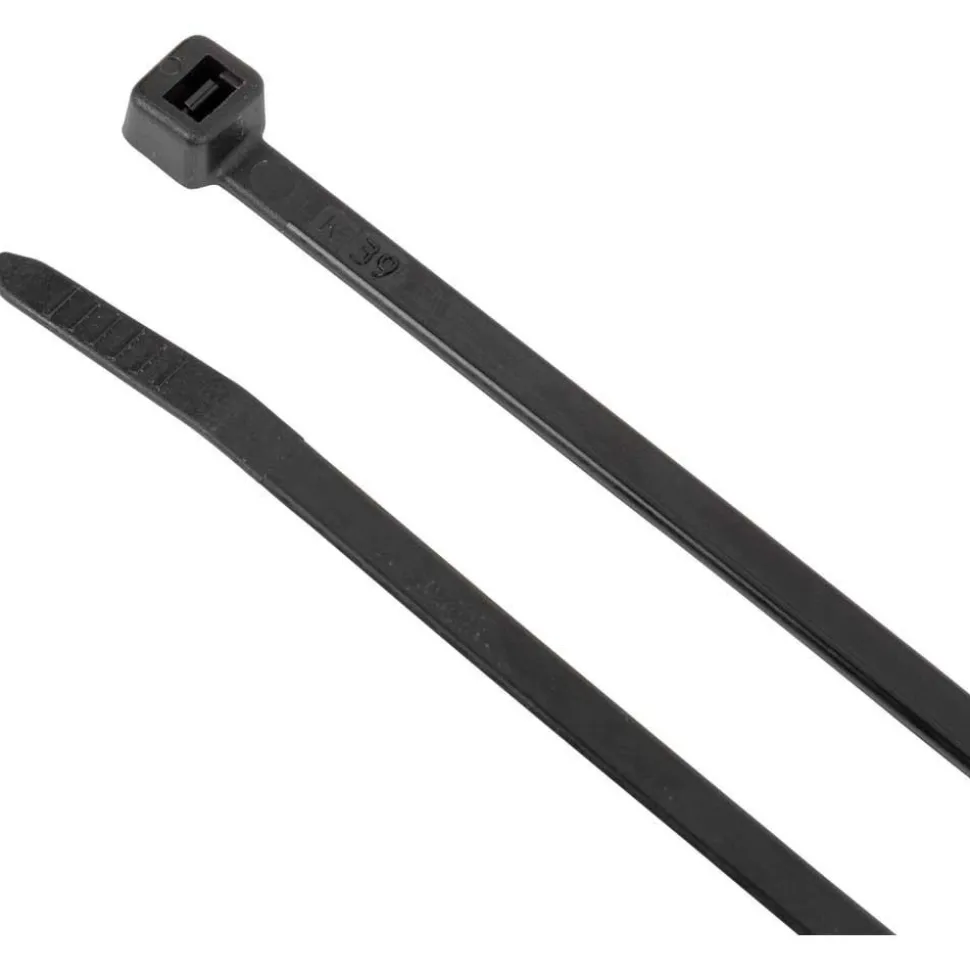 Reusable Cable Tie: Self-Lock, 11-1/2" Long, Black, Nylon