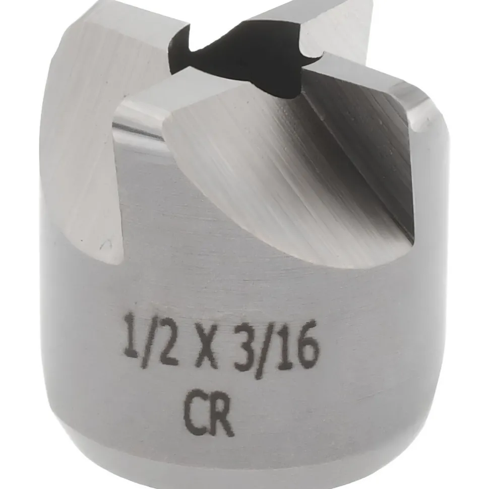 Reverse Counterbore: 1/2" Dia, 3/16" Pilot Hole, 4 Flutes, High Speed Steel
