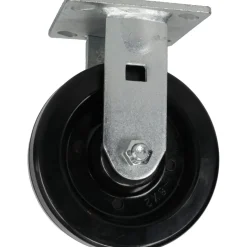 Rigid Top Plate Caster: Phenolic, 6" Wheel Dia, 2" Wheel Width, 1,200 lb Capacity, 7-1/2" OAH