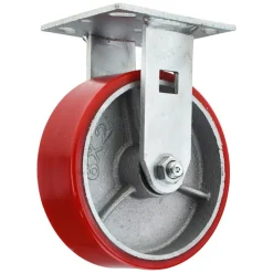 Rigid Top Plate Caster: Polyurethane, 6" Wheel Dia, 2" Wheel Width, 1,200 lb Capacity, 7-1/2" OAH