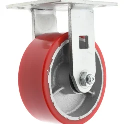 Rigid Top Plate Caster: Polyurethane, 5" Wheel Dia, 2" Wheel Width, 1,250 lb Capacity, 6-1/2" OAH