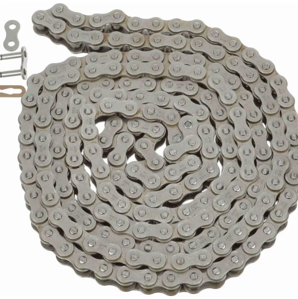 Roller Chain: Standard Riveted, 5/8" Pitch, 50 Trade, 10' Long, 1 Strand