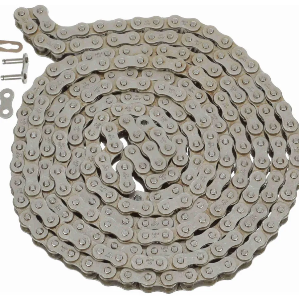 Roller Chain: Standard Riveted, 1/2" Pitch, 40 Trade, 10' Long, 1 Strand