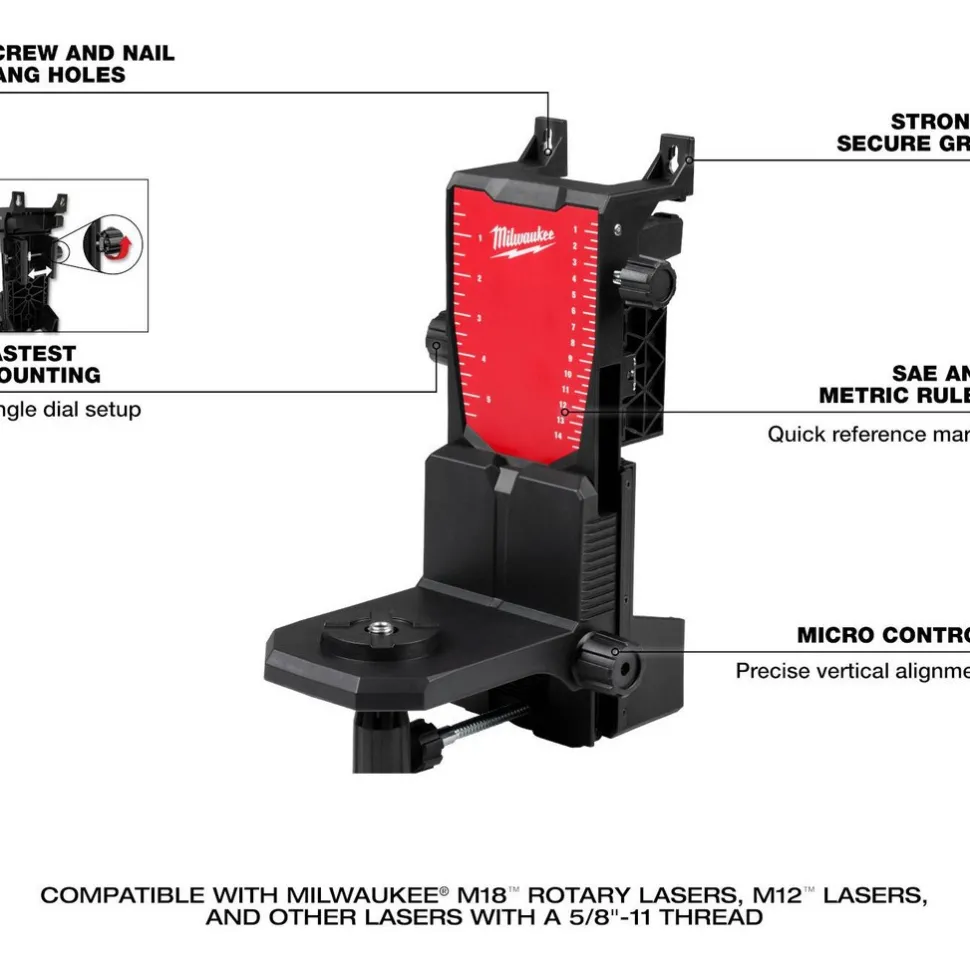 Rotary Laser Wall Mount: 15" High, 7.6" Wide, Plastic