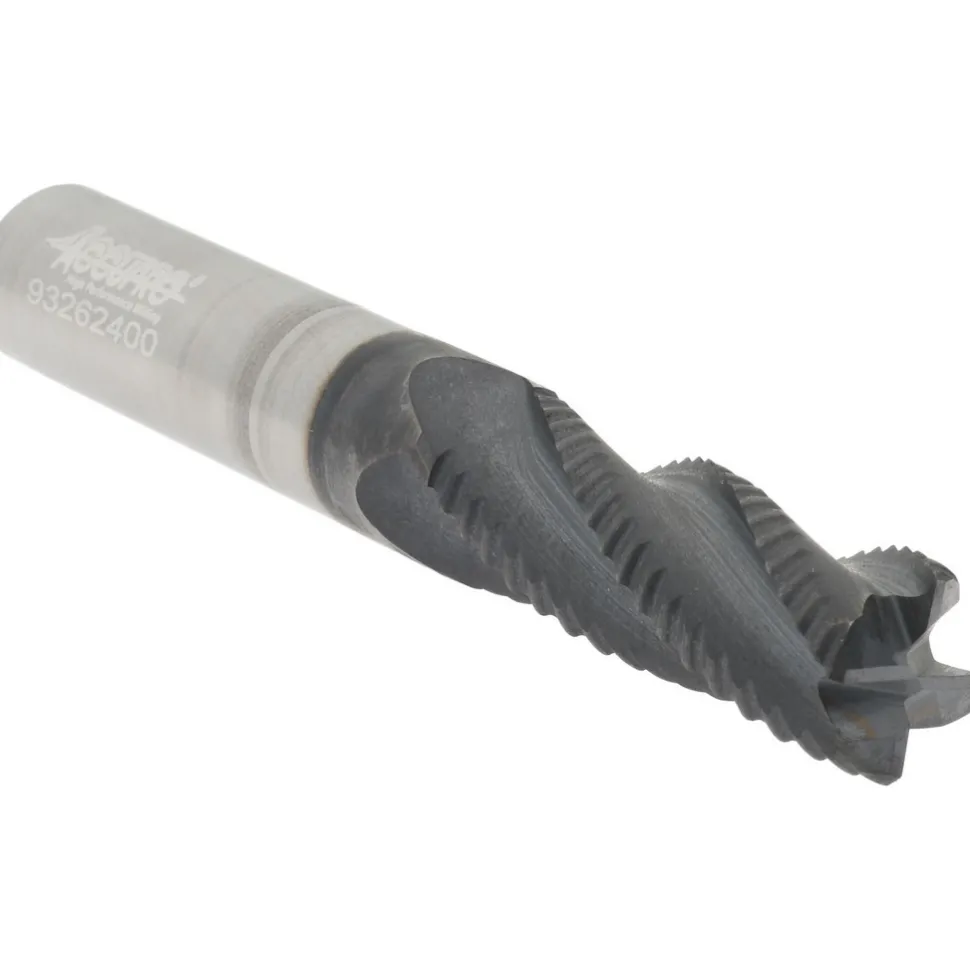 Roughing End Mill: 3/8" Dia, 4 Flute, Single End, Solid Carbide