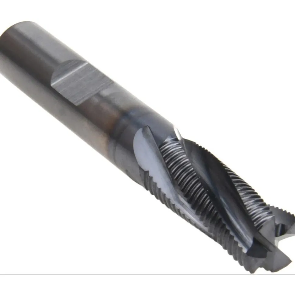Roughing End Mill: 3/8" Dia, 4 Flute, Single End, Solid Carbide