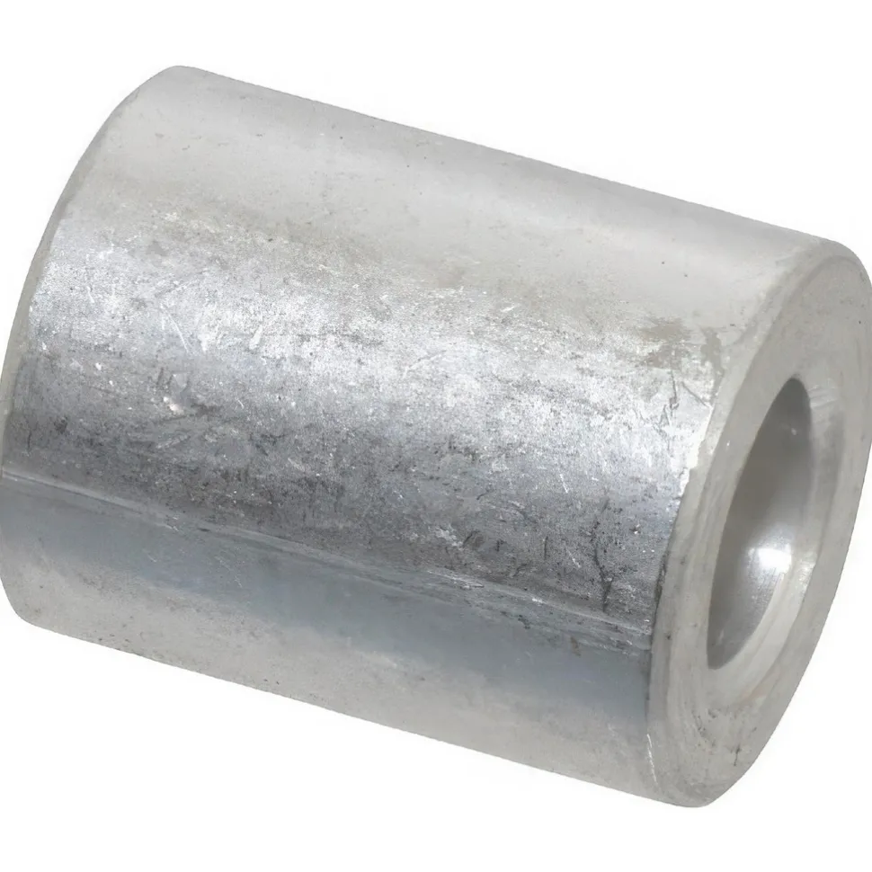 Round Circuit Board Spacer: 1/4" Screw, 5/8" OAL, 0.257" ID, 1/2" OD, Aluminum
