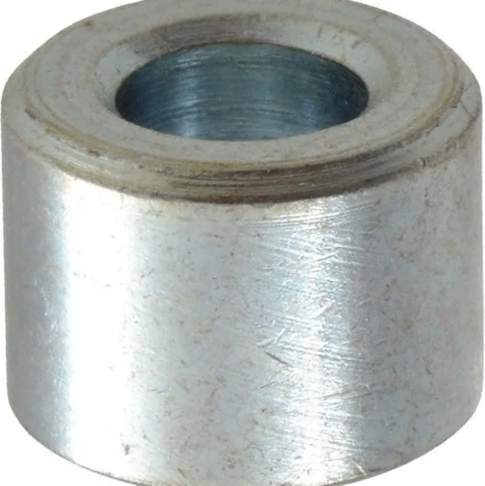 Round Circuit Board Spacer: 1/4" Screw, 3/8" OAL, 0.257" ID, 1/2" OD, Steel