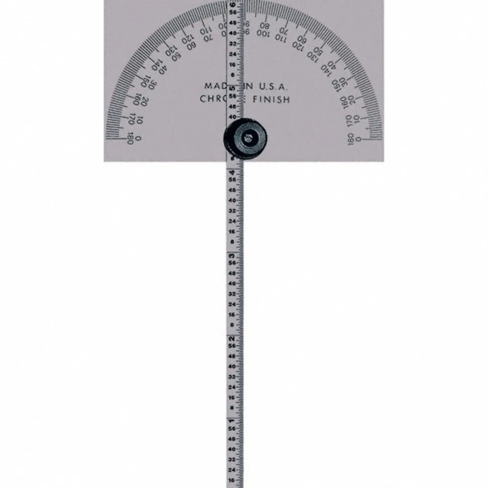Round & Rectangular Head Protractors: Head Type: Square Head; Blade Length (Inch): 6; Maximum Measurement (Degrees): 180.00