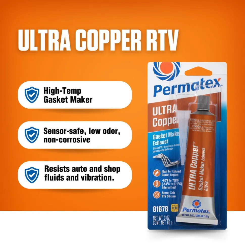 RTV Gasket Maker, Ultra Copper, 3.5oz