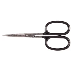 Rubber Flashing Scissor: 5-9/16" OAL, 1-7/8" Cut Length, Curved Blades, Hot Forged Carbon Steel, Plastisol Rubber Handles