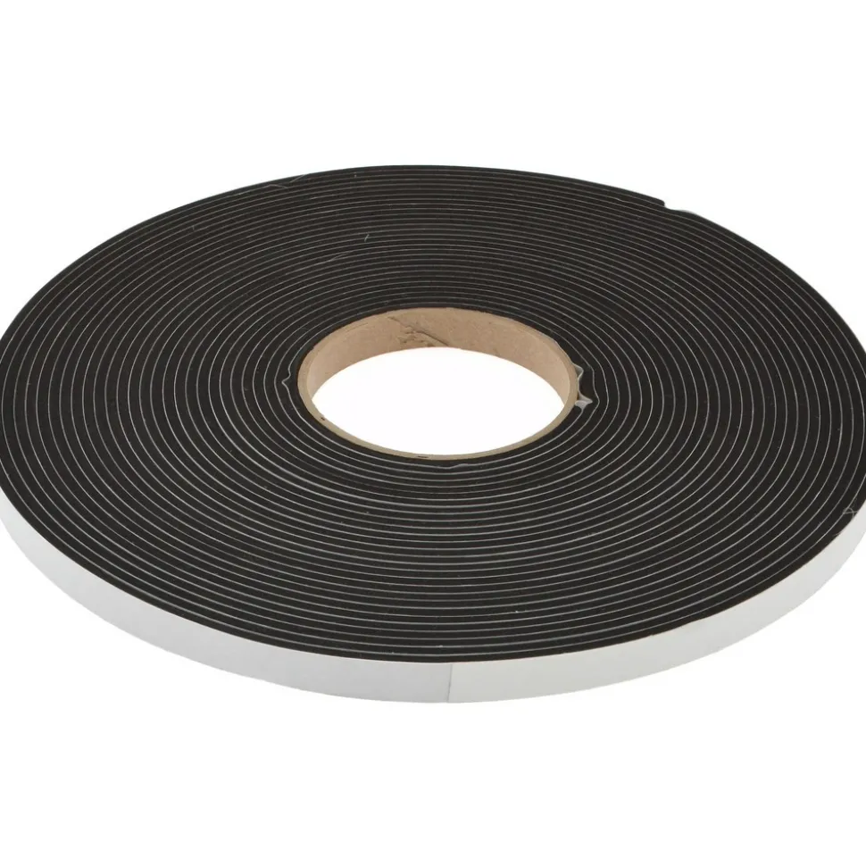 Rubber Roll: Closed Cell, Neoprene Spring Blend, 1/8" Thick, 1/2" Wide, 50.000' Long, Black