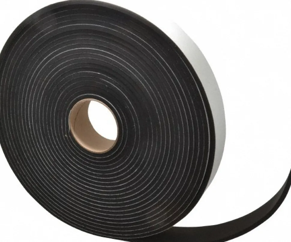Rubber Roll: Closed Cell, Neoprene Spring Blend, 1/4" Thick, 2" Wide, 50.000' Long, Black