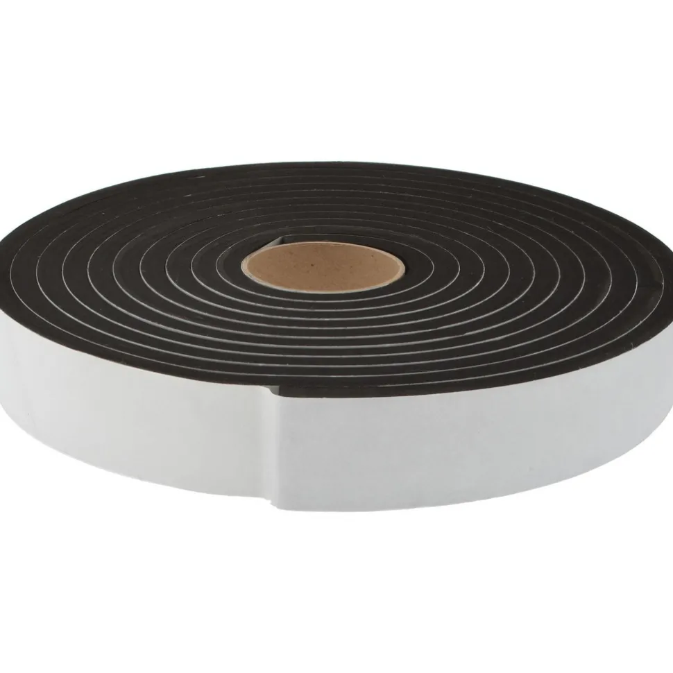 Rubber Roll: Closed Cell, Neoprene Spring Blend, 1/2" Thick, 2" Wide, 25.000' Long, Black