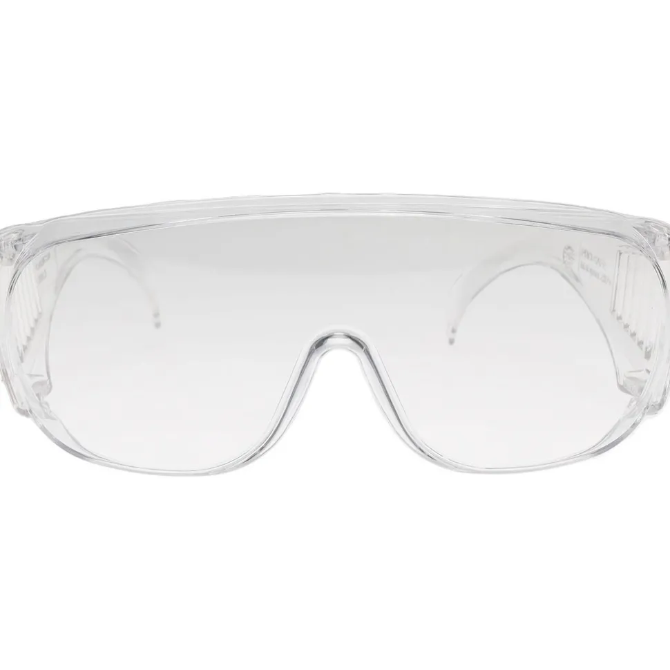 Safety Glasses: Uncoated, Polycarbonate, Clear Lenses, Frameless