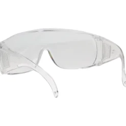 Safety Glasses: Uncoated, Polycarbonate, Clear Lenses, Frameless