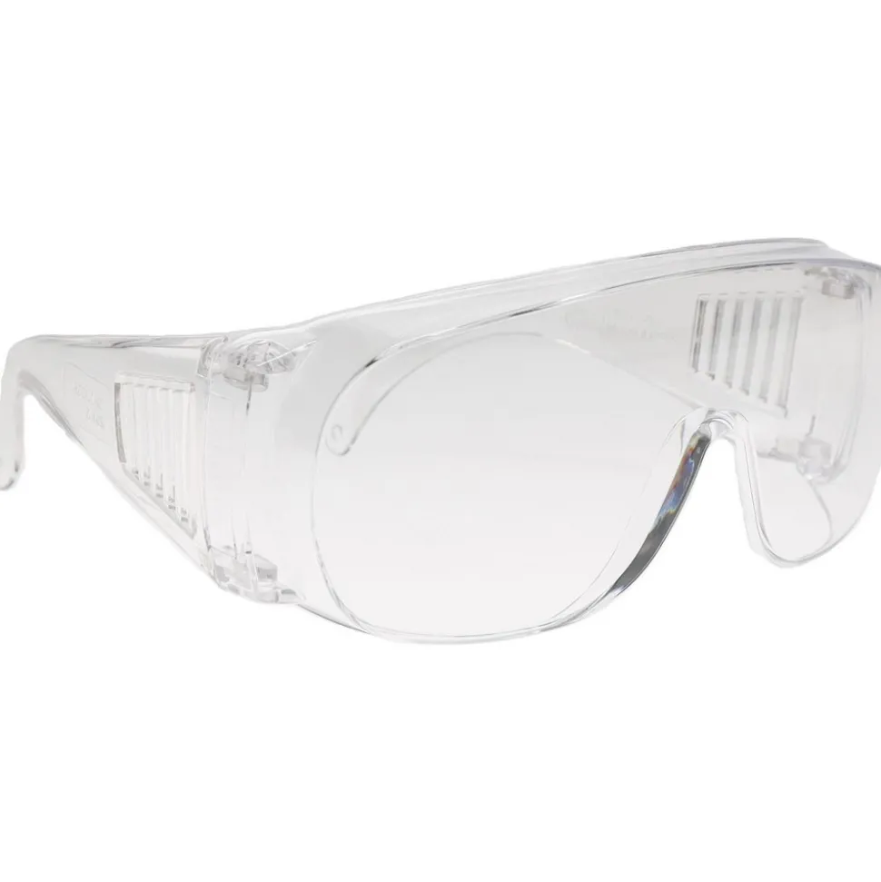 Safety Glasses: Uncoated, Polycarbonate, Clear Lenses, Frameless