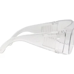 Safety Glasses: Uncoated, Polycarbonate, Clear Lenses, Frameless